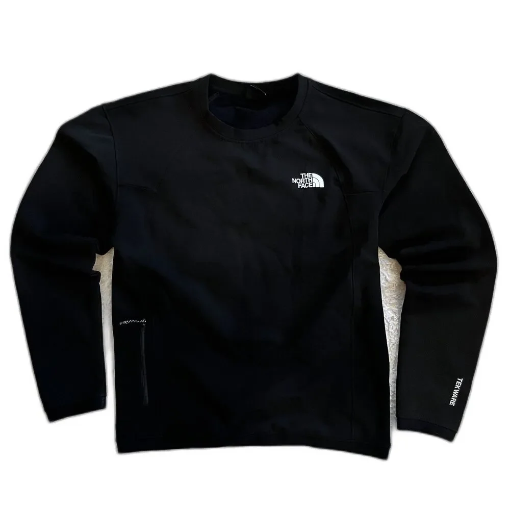 The North Face Fleece Crewneck Black Tekware Size Small‎ Hiking Running Winter